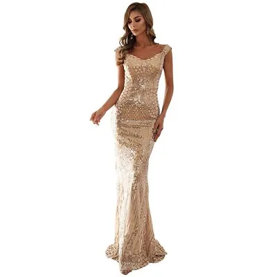 Miss Ord Miss Ord Womens Formal V Neck Sequin Evening Prom Dresses Mermaid • $47.99