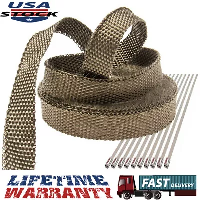 1  X 50ft Roll Titanium Header Turbo Pipe Manifold Exhaust Heat Wrap Tape 10 Tie • $14.65