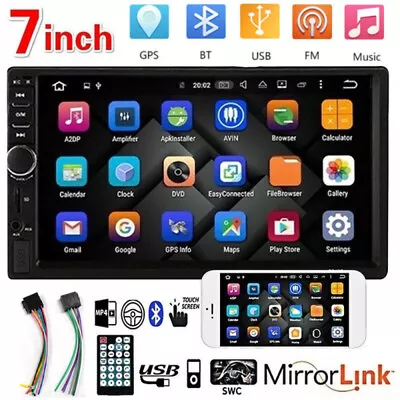 7  Double 2 DIN Car Radio Stereo Bluetooth FM USB TF AUX IOS/Android MP5 Player • £22.95