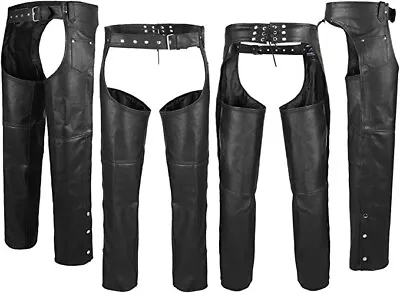 ARD Motorcycle  Pants Biker Cowboy Riding Racing Black Genuine Leather Chaps • $42.99