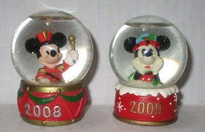 Lot Of 2 JC Penney Disney Mickey Mouse Mini Christmas Snow Globes 2008 2009 • $11.89