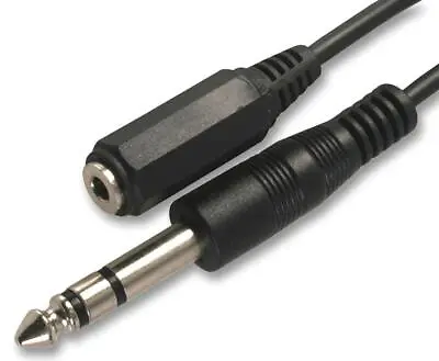 3.5mm Female To 6.35mm Male 1/4 Inch Small To Big Jack Plug Adapter Lead 0.5m • £2.99