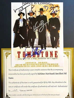 $199.99 • Buy Kilmer Russell Paxton +1 Signed 8x10 Photo, Authentic, COA Autograph Tombstone