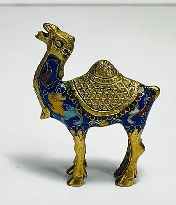 $18.11 • Buy Vintage Cloisonne Enamel Gold Tone Metal Camel Figurine Blue Animal Lover 2.75”
