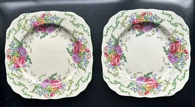 Two (2) Minton Kenilworth Floral Salad Plates - 8 9/16  - Glossy - 1910 • $25