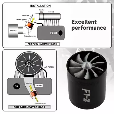 F1-Z 2.5'' Double Supercharger Turbine Turbo Charger Air Intake Fuel Saver Fan • $36.30