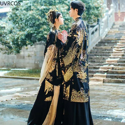 Black Hanfu Sets Ancient Chinese Traditional Dress Paired Clothing Men Women • $39.98