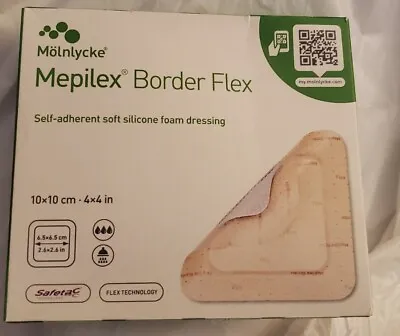 💞5 Mepilex Border Flex 4x4  Self-Adherent Soft Silicone Foam Dressing 595300💞 • $18.99