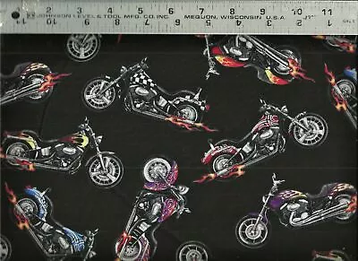 £15.57 • Buy Elizabeth Studio ~ Realistic Motorcycles HOGS ~ 100% Cotton Quilt Fabric BTY