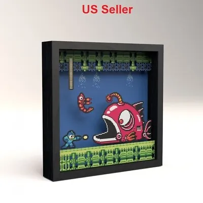 Pixel Frames Capcom Mega Man 2 Lantern Fish 9x9 Inches Shadow Box Art • $27.99