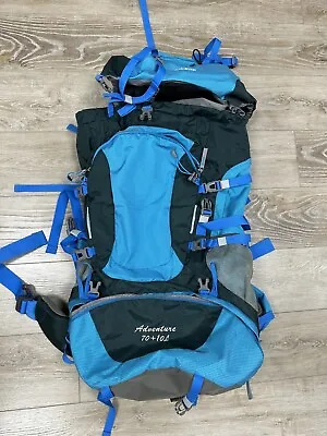 MOUNTAINTOP 70L + 10L Internal Frame Hiking Backpack Blue • $75