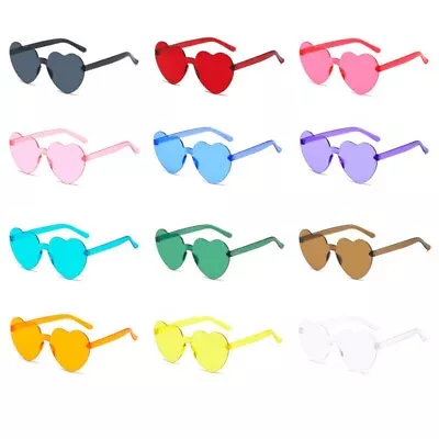 6 Pairs Of Love Heart Shape Sunglasses Fancy Dress Party Festival Glasses • £4.99