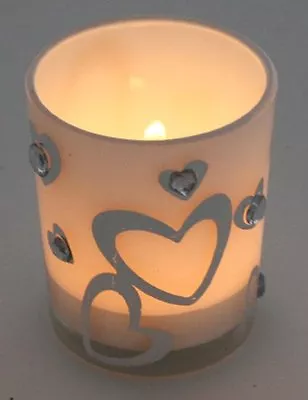 2 Tealight Holders ~ ~ Shine Shiny Glow White Frosted Glass Gift Present Wedding • £15.80