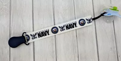 Pacifier Clip Holder Pacifier Navy Ribbon Baby Gift Stocking Stuffer Military • $9.95