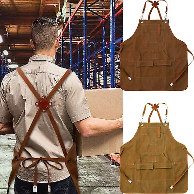Woodworking Apron With 10 Tool Pockets Heavy Duty Work Apron Waterproof Chual • $23.29