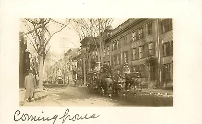 Horse Drawn Fire Equipment Rppc  Coming Home  Vintage Postcard (sx 678) • $15