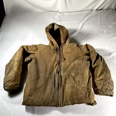 Vintage Eddie Bauer Jacket Mens Large Brown North Slope Canvas Barn Chore Fleece • $29.99