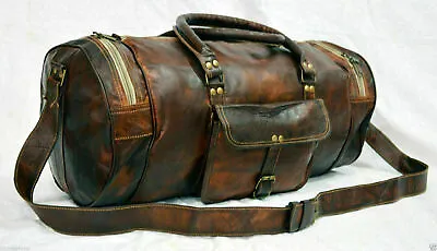 Overnight Duffle New Bag Leather Travel Men Luggage Gym Duffel Vintage Genuine S • $64.84