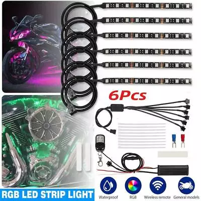 12x Motorcycle RGB LED Neon Under Glow Lights Strip Kit For Harley Honda Suzuki • $20.79