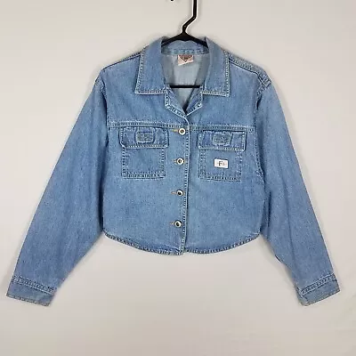 Vtg 90s Foxy Lady Jeans Denim Jacket M Cropped Light Wash Boxy Pockets Mexico • $25