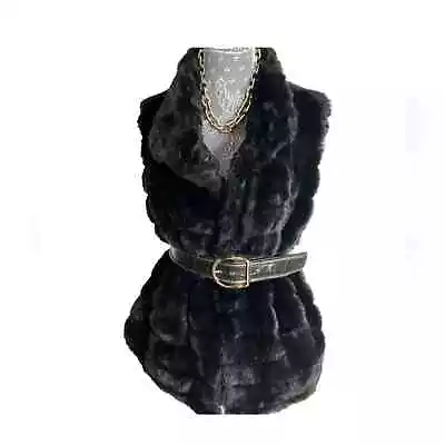 High Collar Faux Mink Black Vest SIZE XL • $23.80