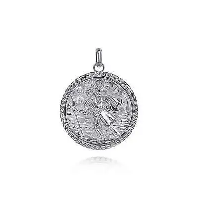 Sterling Silver 31.6mm St. Christopher Medal With Rope Frame • $195