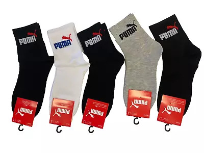 Men's Puma Crew Ankle Socks Dri-Fit 5-pairs Cushioned Lightweight • $12.50