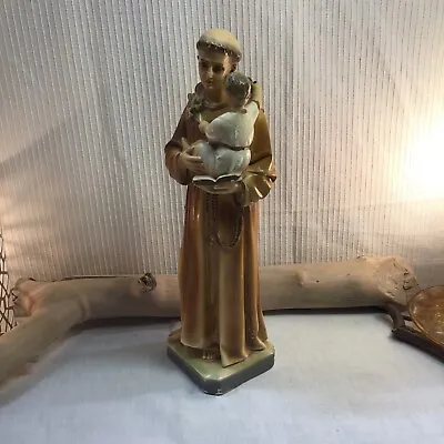 $40 • Buy Vintage Chalkware Plaster St. Anthony Statue Religious USA Made 12.75”T 1940's