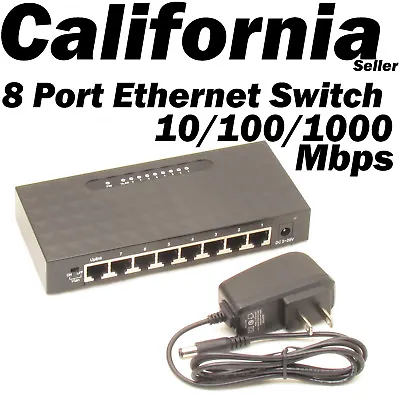 8 Port Ethernet RJ 45 Network Switch 10/100/1000 Mbps PC MDI/MDIX Hub RJ45 XBox • $24.95
