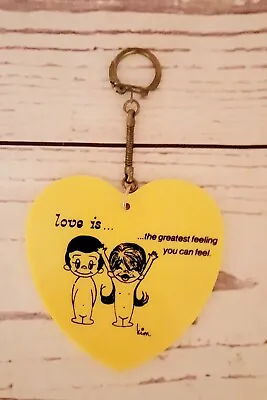 Vintage 1973 Love Is.. Kim Casali Rare Large Yellow Heart Keyring Valentines Day • £29.99