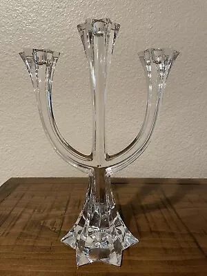 $28 • Buy Vintage Towle Austrian Lead Crystal 3 Arm Candelabra 12”