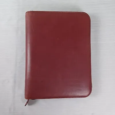 Day-Timer Planner Cover Binder Brown Leather 7 Ring Fits 5.5  X 8.5  Calendar • $20