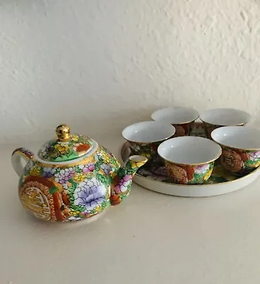Vintage Porcelain  Miniature Tea Pot Set With 5 Cups And Plate • $20