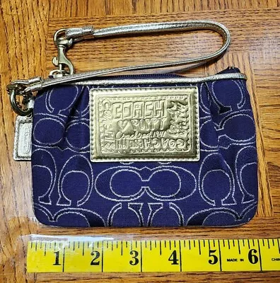 Coach Poppy Story Book Purple And Gold Wristlet • $35