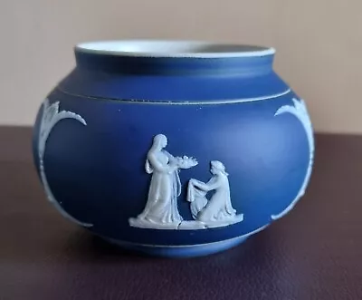 Antique Adams Of Tunstall Jasperware Pot Bowl Classical Scene Dark Blue • £12