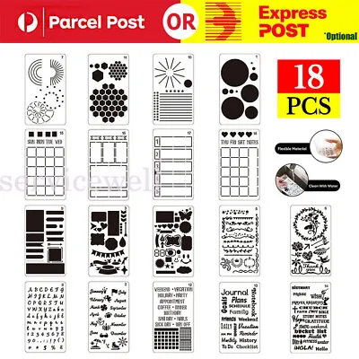 $7.89 • Buy 18 Pcs Bullet Journal Stencil Set For A5 Notebook Diary Scrapbook DIY Templates
