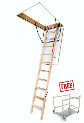 Optistep Timber Folding Loft Ladder Hatch 60 X 111cm H280cm With Loft Balustrade • £180