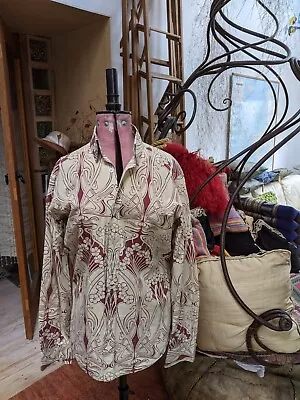 Liberty Vintage Shirt Beautiful Ianthe Fabric In Cream And Maroon • £60