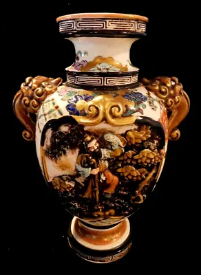 ANTIQUE JAPANESE Meiji Kyo  SATSUMA VASE SIGNEd  RYOKUZAN • $220