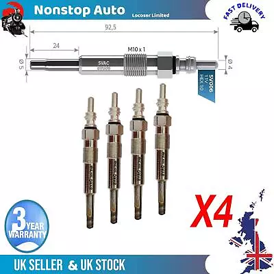 £11.99 • Buy 4X Glow Plugs For NISSAN Qashqai Tiida Interstar NV200 Primastar 1106500QAG