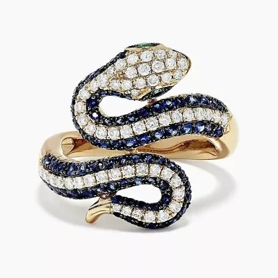 2Ct Round Lab Created Sapphire Unisex Snake Women Ring 14k Yellow Gold Plated • $108