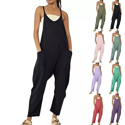 New Free People Movement Women Hot Shot Jumpsuit Playsuit Overalls Washed Black • $16.19