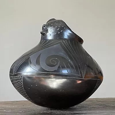 Mata Ortiz Blackware Leopard Effigy Jar By Celia Lopez (Signed) • $225