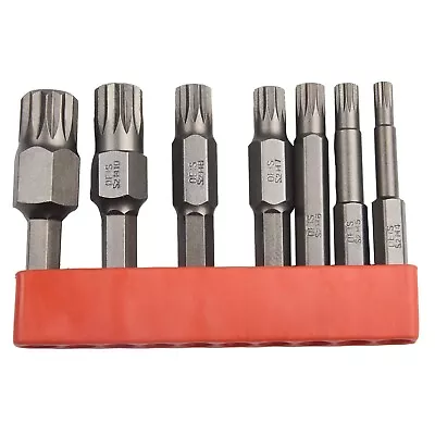 7pcs Set 50mm 12 Point Torx Screwdriver-Bit 6.35mm Hex-Shank Magnetic M4-M12 • $13.94