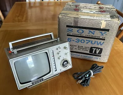 Vintage 1966 Sony 5-307UW Micro TV Mini B&W Portable Television Original Box • $15.50