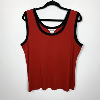 Exclusively Misook Womens Top Tank XL Red Black Career Piece Sleeveless Casual • $24.95