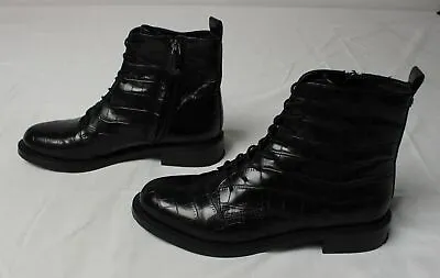 Sam Edelman Women's Nina Croc-Embossed Combat Boots LV5 Black Size US:8.5M • $52.49