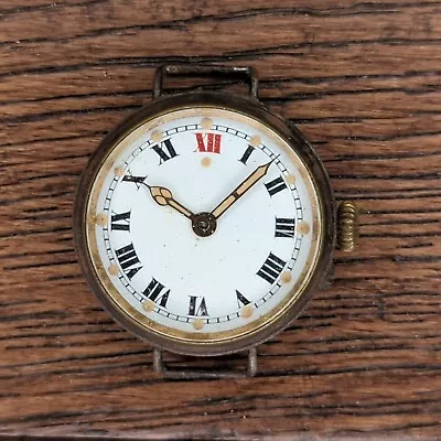 Vintage Base Metal Trench Watch For Restoration Ticking And Stops (Z120) • £29.99