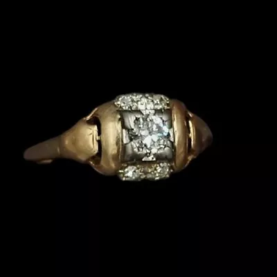 Stunning Antique Edwardian/Deco 14K Yellow Gold & Old Mine Cut Diamond Ring  • $649