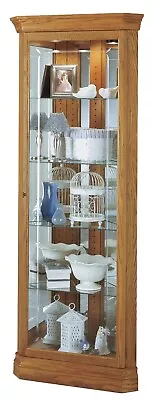 Howard Miller Hammond Corner Curio Cabinet 680347 Golden Oak 5 Level Display • $1049